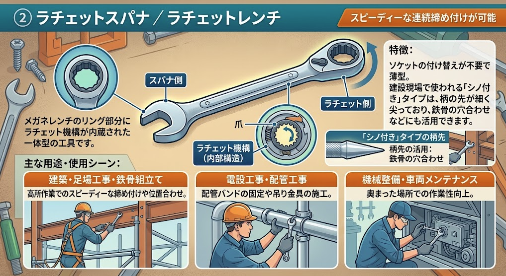 ラチェットスパナ・レンチ