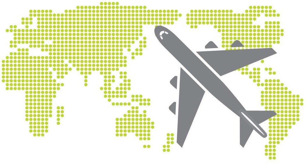 世界地図と飛行機