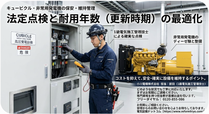 キュービクルと非常用発電機の法定点検・耐用年数完全ガイド｜更新