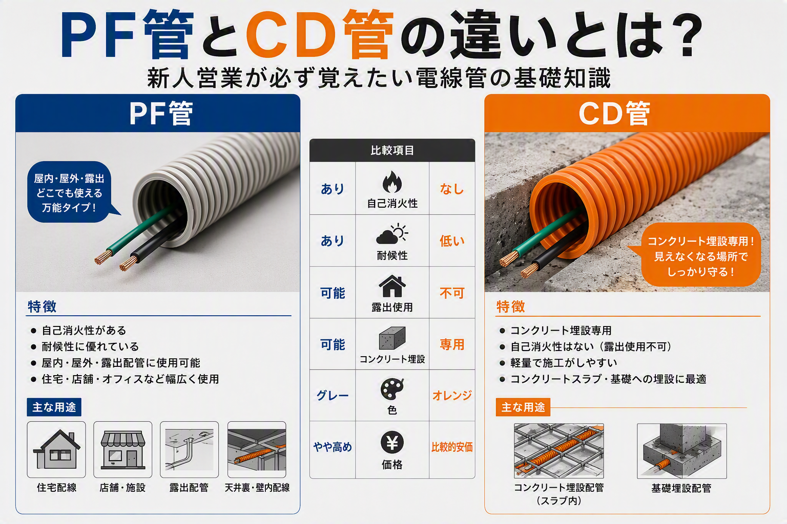 pf 管 と cd 管 の 違い